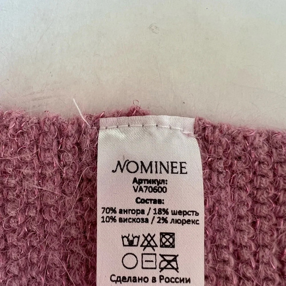 Nominee Pink wool angora scarf Women's With Metallic Fiber NWOT - Picture 6 of 6